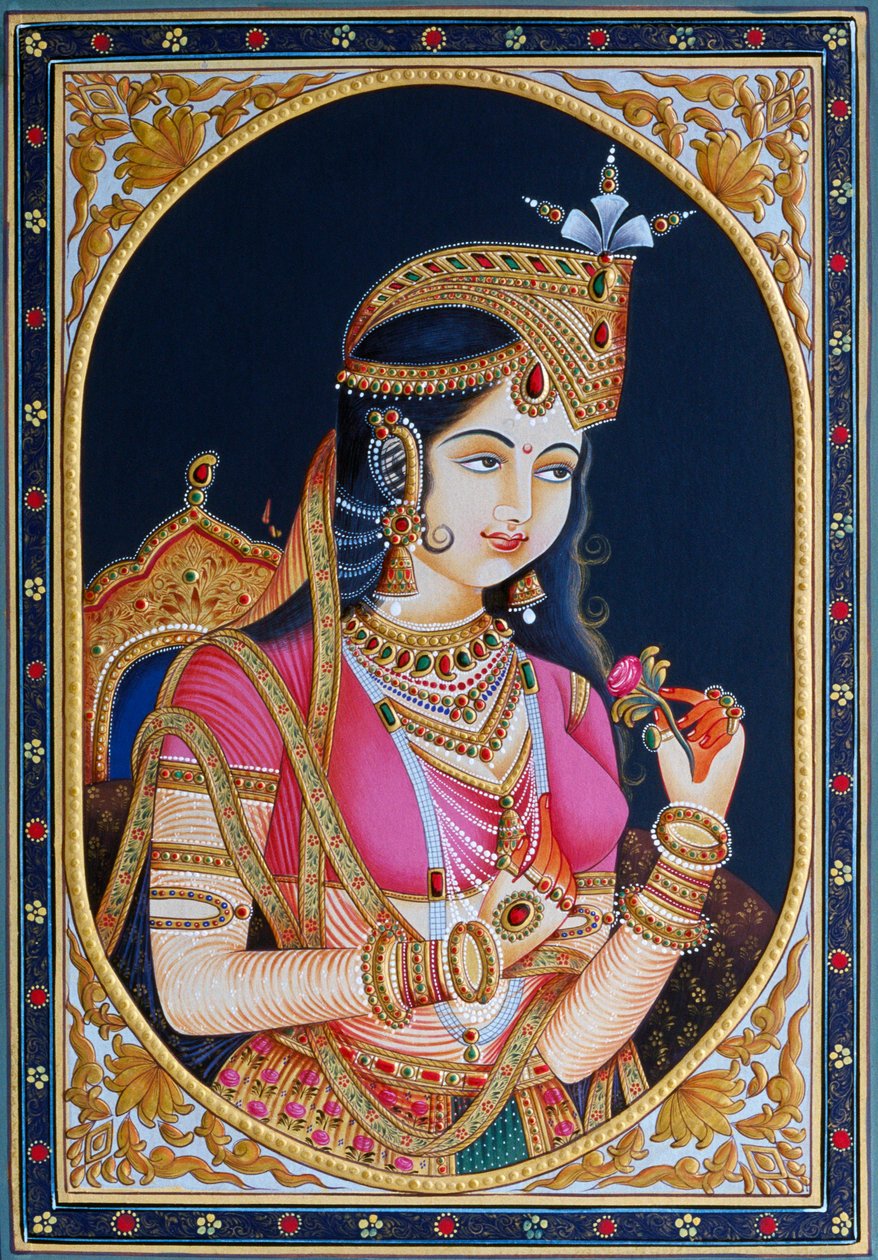 Portrait de Mumtaz Mahal sur papier - School Indian