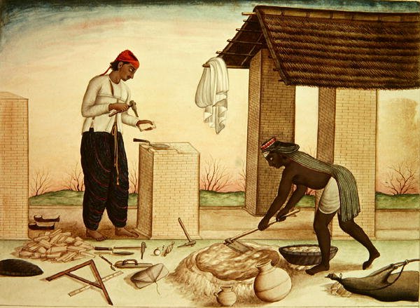 Travailleurs construisant une maison - School Indian