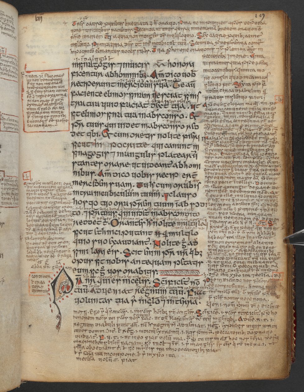 Harley 1802, f.19r, Initiale décorée 
