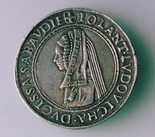 Pièce de 4-Teston (revers) de Philibert II de Savoie (1497-1504) représentant sa femme, Iolanta Ludovica - School Italian