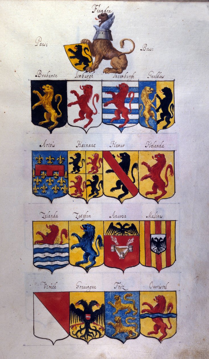 Blason des Pays-Bas avec dragons, Archivio di Stato de Milan - School Italian