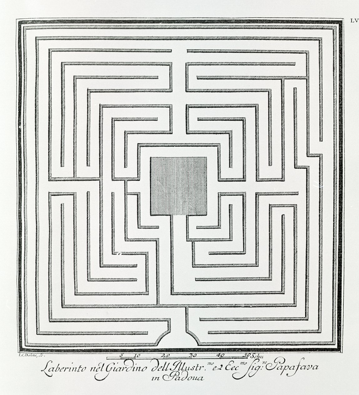 Labyrinthe du jardin de la Villa Papafava, Padoue, de "Villas, jardins et paysages à Venise" par A. Volkamer - School Italian