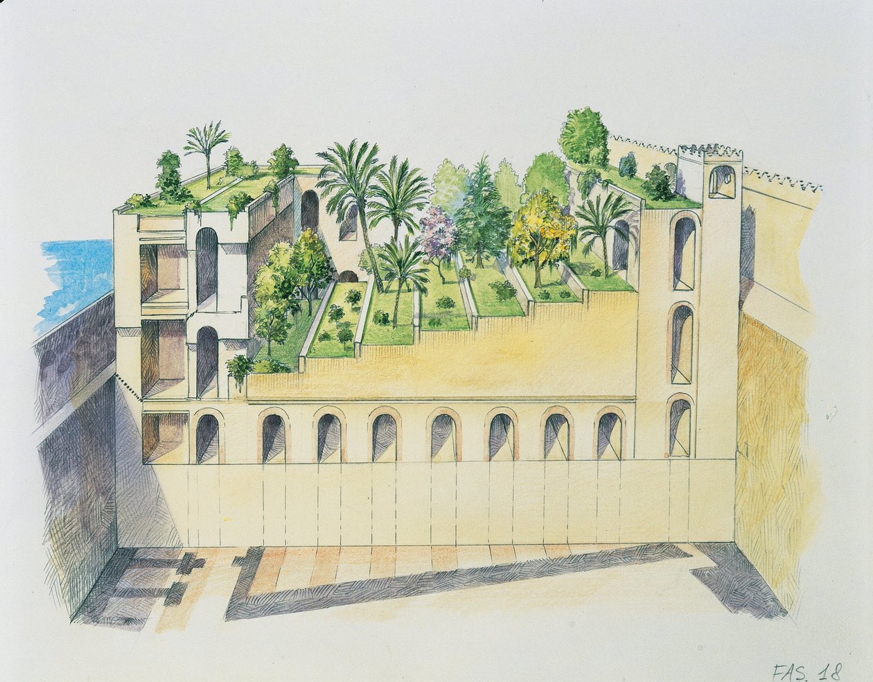 Palais de Nabuchodonosor, Babylone, avec jardins suspendus - School Italian