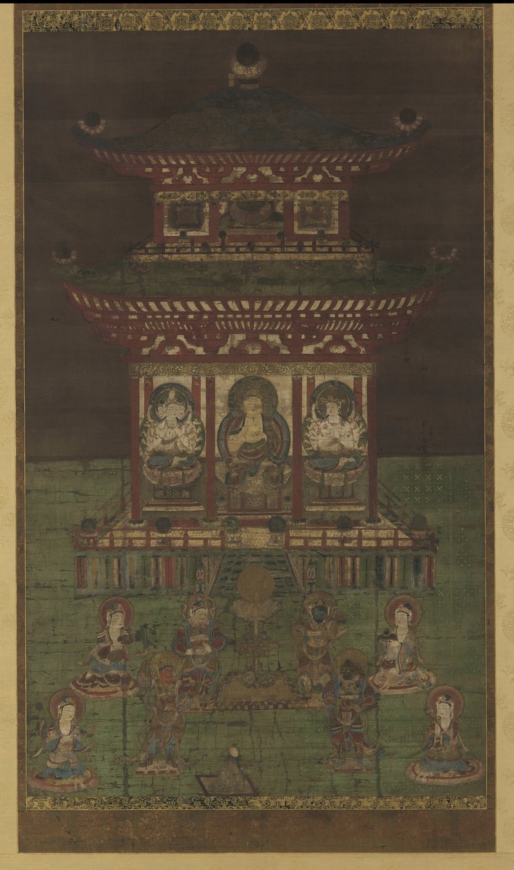 Horokaku Mandara : Le Bouddha et les divinités assistantes, Période Heian - Japanese School