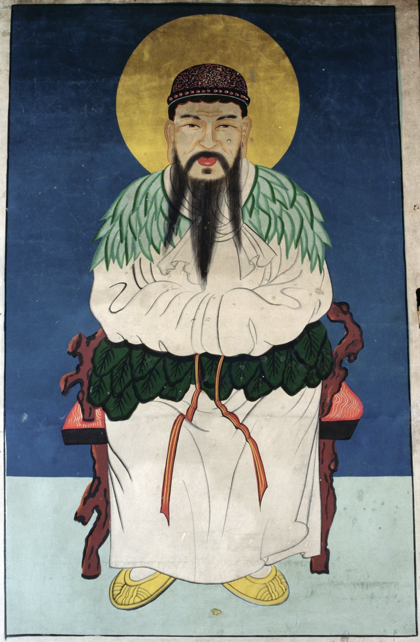 Le dieu homme Dangun (pigment naturel sur papier) - School Korean