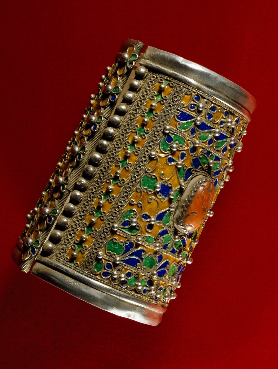 Bracelet en corail, argent et émail, Maroc - School Moroccan