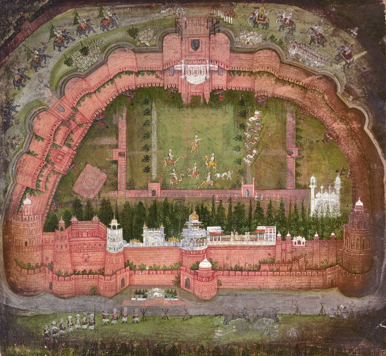 Le Fort Rouge, Agra, Album Johnson VII n°1 numéroté 11, vers 1750 - School Mughal