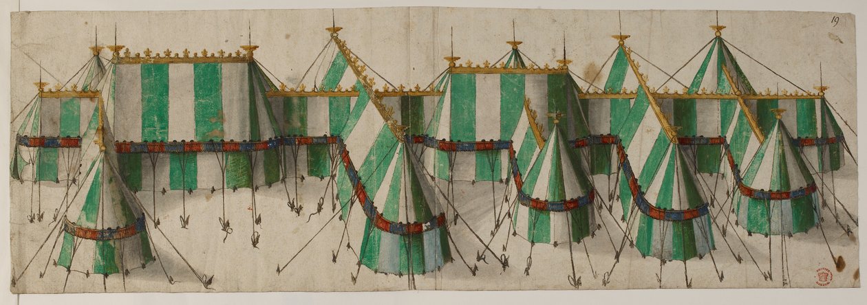 Conception pour un pavillon royal dans les couleurs Tudor blanc et vert, dit pour Henri VIII au Champ du Drap d