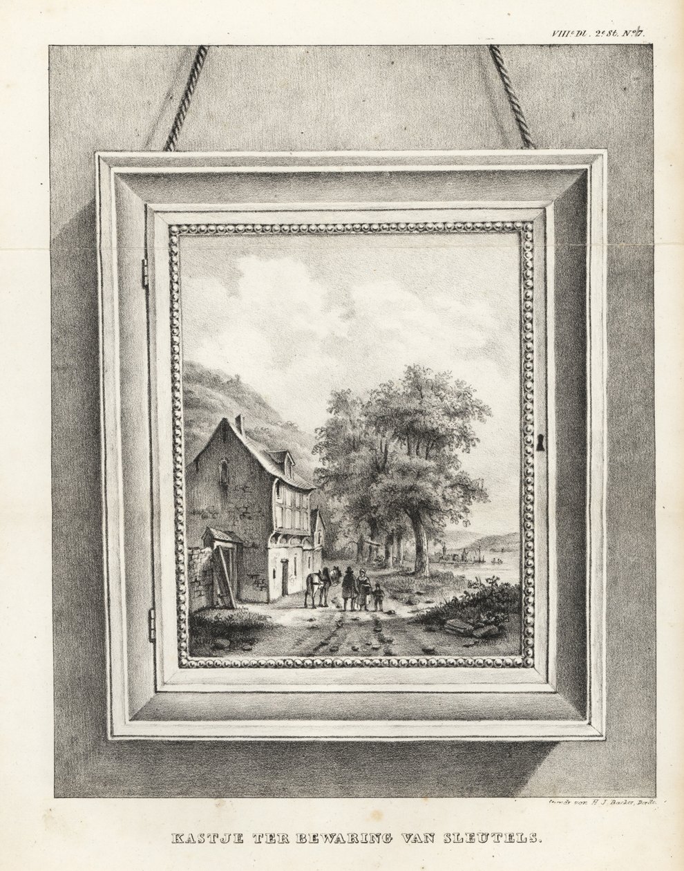 Coffre pour le rangement des clés caché dans un cadre avec paysage - School Netherlandish