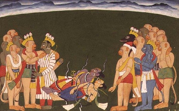 Rama et Lakshmana attaqués avec nagapasa, du 