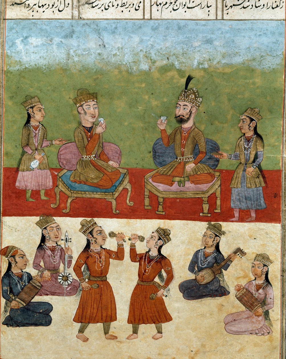 Art islamique : concert et divertissement dans un harem (Shahnameh) - School Persian