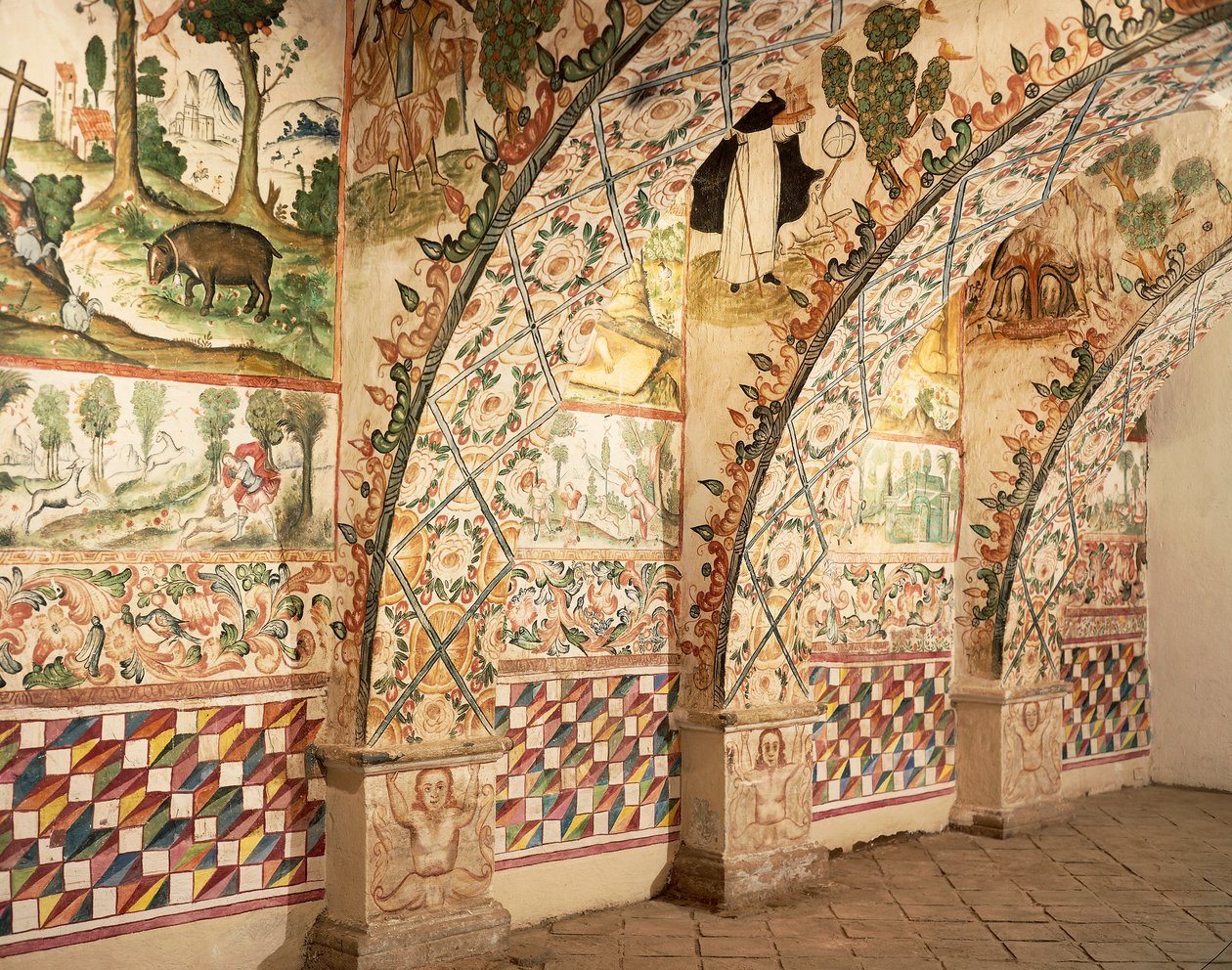 Fresques de chapelle représentant des scènes religieuses et de la vie quotidienne (fresque) - School Peruvian