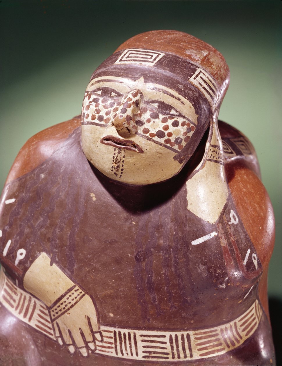 Cueilleur de cacao en poterie, culture Nazca (terre cuite) (détail) - School Peruvian