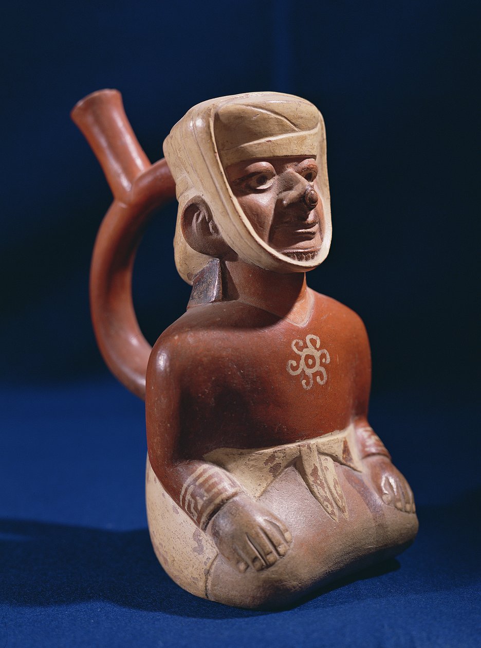 Vase en forme de femme agenouillée, Mochica, 200-800AD - School Peruvian