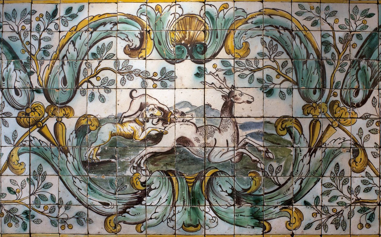 Chiens chassant un cerf (détail) - School Portuguese