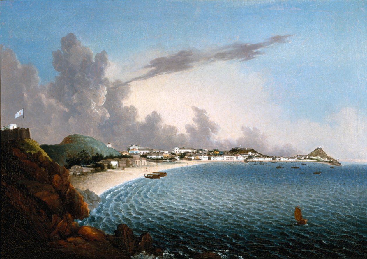 Vue de Macao : Praya Grande (huile sur toile) - School Portuguese