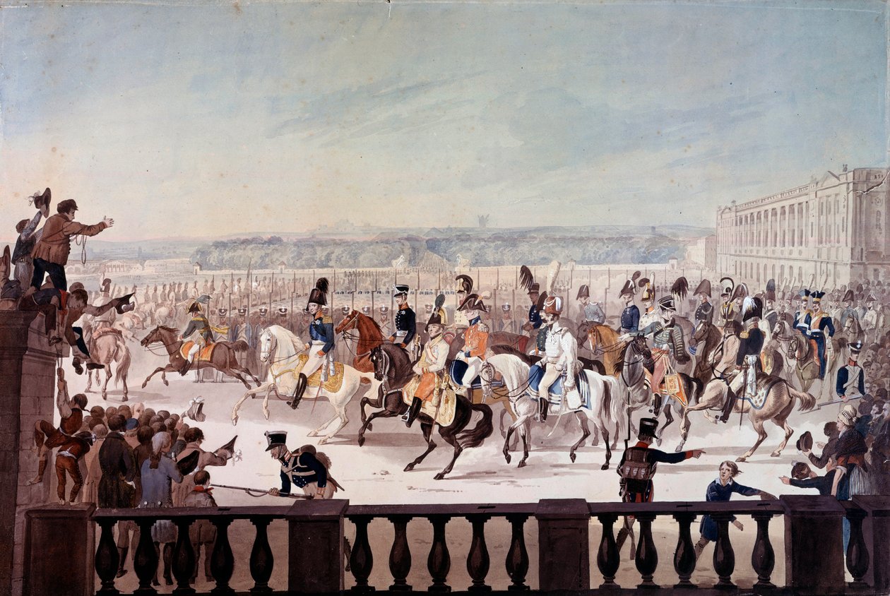 Alexandre Ier (1777-1825) à Paris Place de la Concorde. Peinture de l