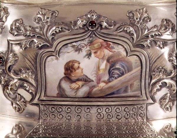 Plaque émaillée En Plein du centre de table en argent russe, fin du 19e siècle (argent et émail) - School Russian
