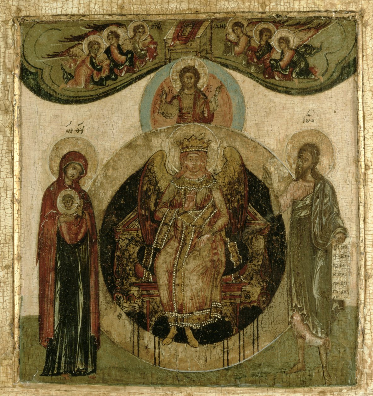 Icône russe de Sophia, la Sainte Sagesse, trônant sous la forme d