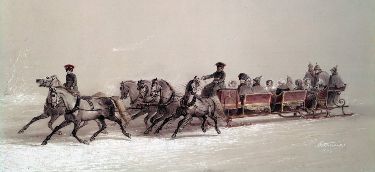Balade en traîneau de la famille d