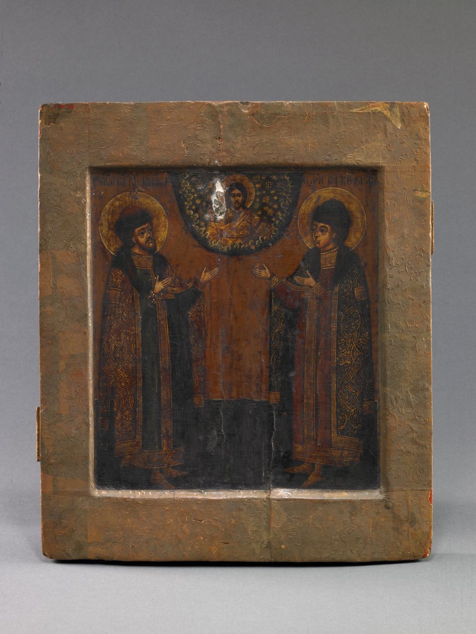Saints Boris et Gleb, début du 18e siècle (tempera et papier sur bois) - School Russian