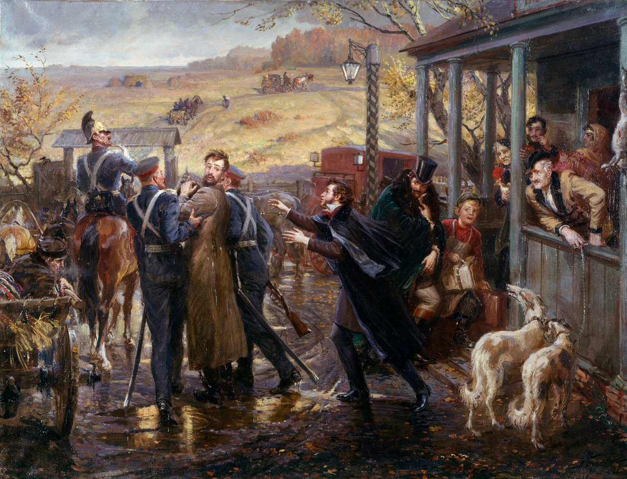 Le poète russe Alexandre Pouchkine rencontre son ami décembriste Kukhelbacker à la gare de Zabaze - School Russian