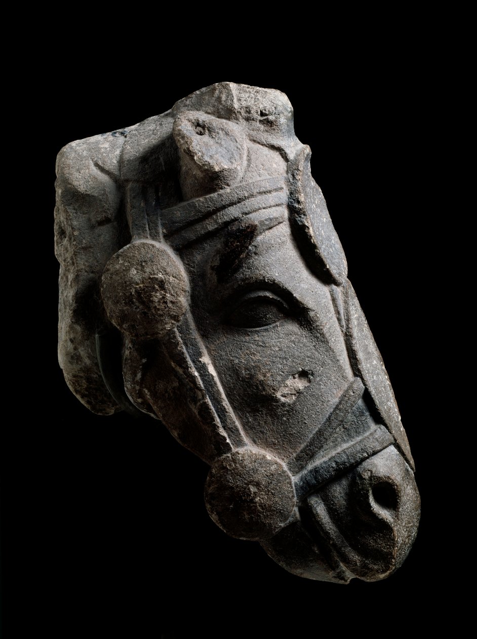 Tête de cheval, sculpture en pierre de Fuente la Higuera - School Spanish