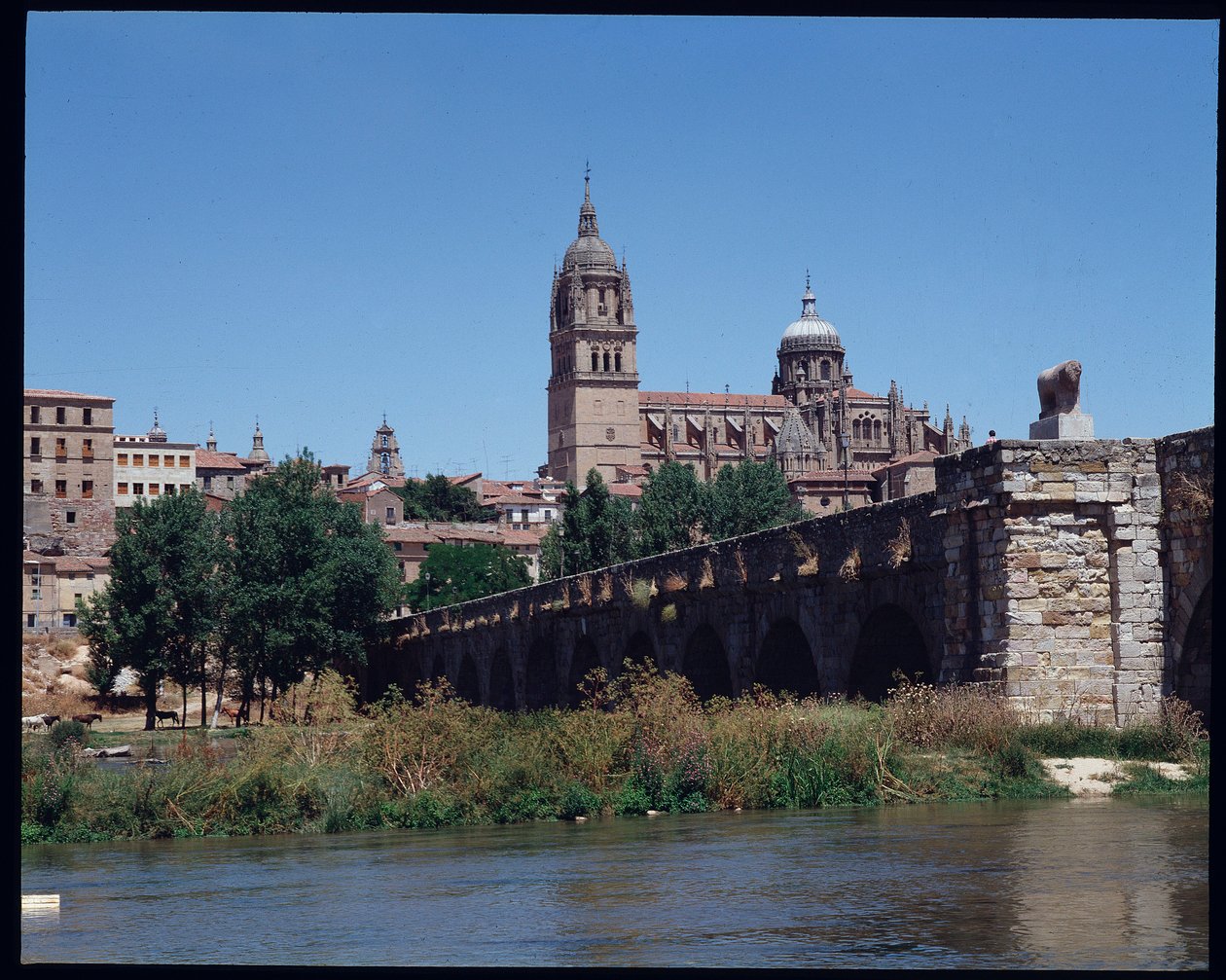 Vue du pont romain sur la rivière, Tormes et cathédrale - School Spanish