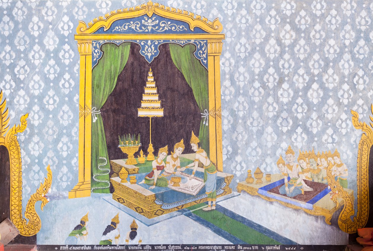 Fresque représentant une scène de la vie de Bouddha, temple Wat Phra That Doi Suthep - School Thai