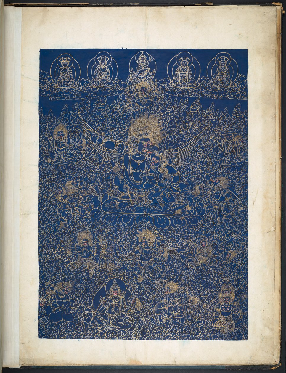 Un des 12 dessins représentant des divinités tibétaines par un artiste tibétain, probablement à Lhassa, c.1800 - School Tibetan