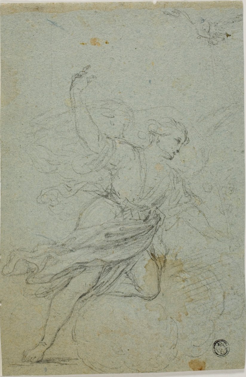 Ange annonciateur (recto) ; Samson et le lion (verso) - School of Guido Reni