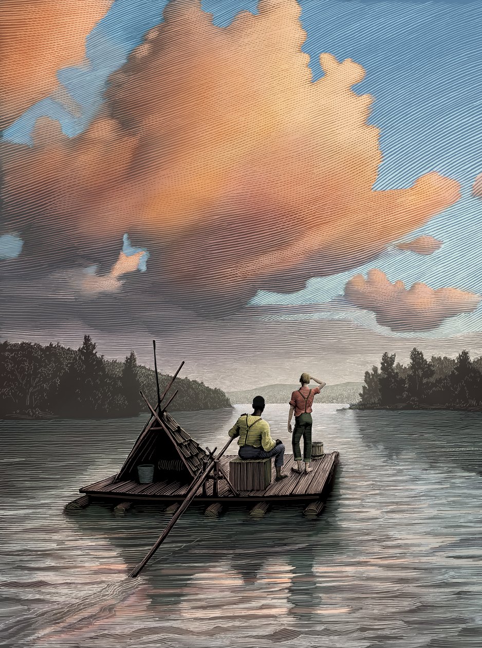 Huckleberry Finn, 2006 (scratchboard, colorisé numériquement) - Scott McKowen