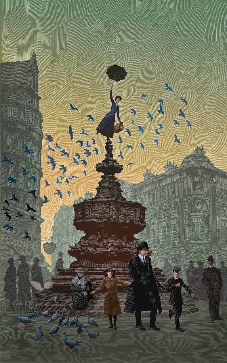 Mary Poppins, 2019 (planche à gratter, colorisée numériquement) - Scott McKowen