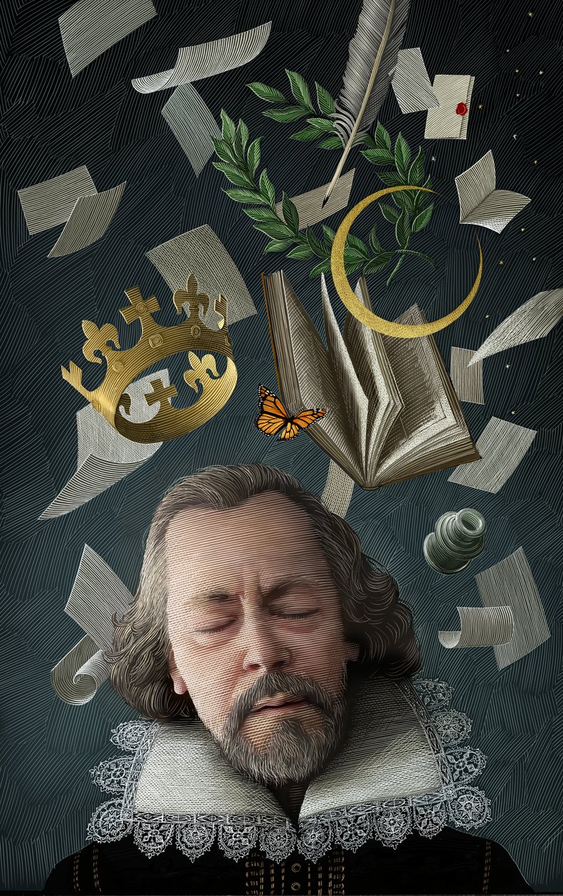 Le rêve de Shakespeare, 2016 (scratchboard, colorisé numériquement) - Scott McKowen