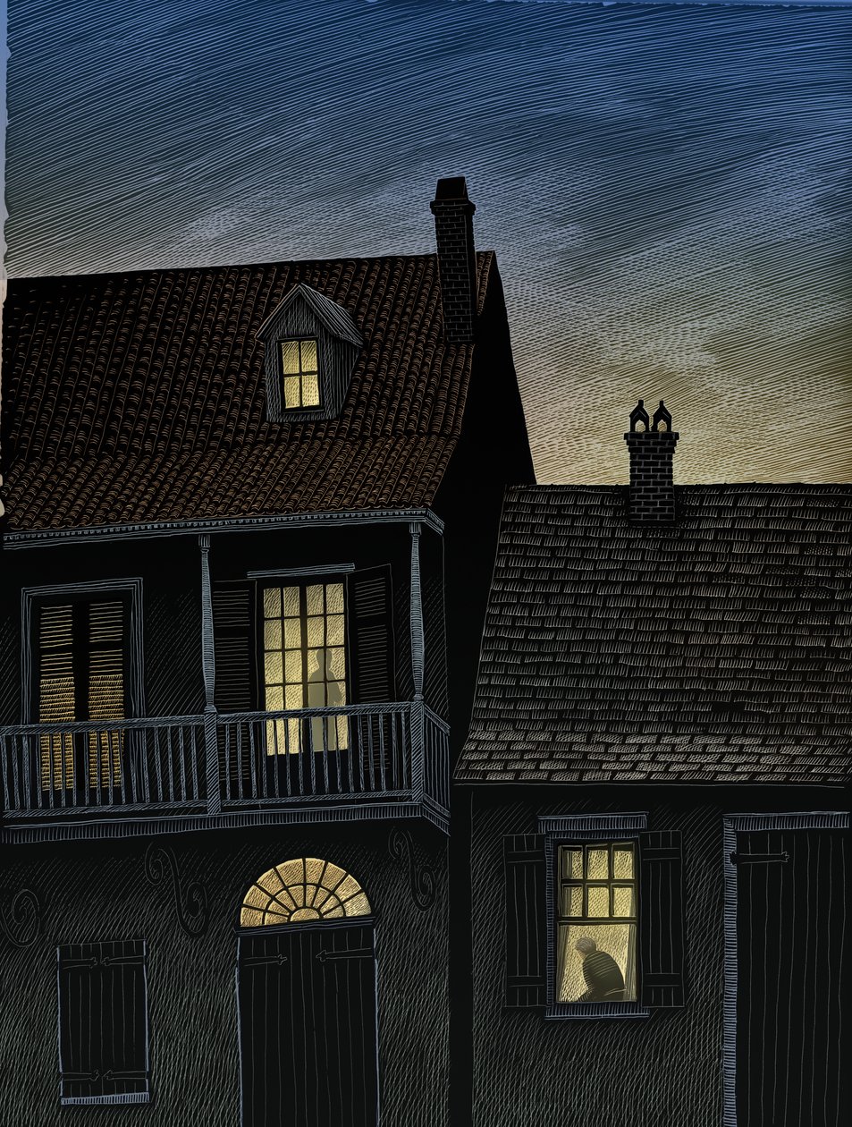Vieux Carré, 2009 (scratchboard, colorisé numériquement) - Scott McKowen