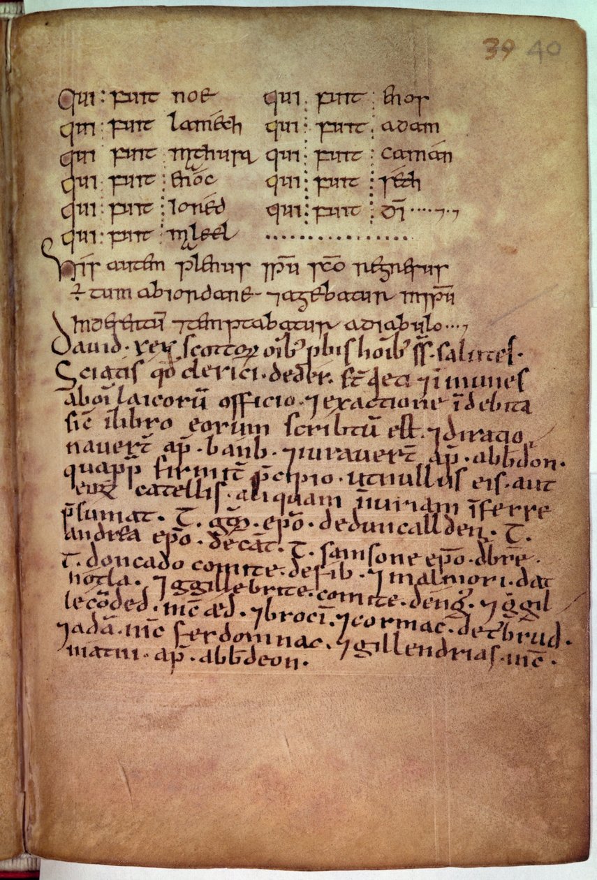 Ms 11.6.32 Charte délivrée aux clercs de Deer, par le roi David (1084-1183) de 