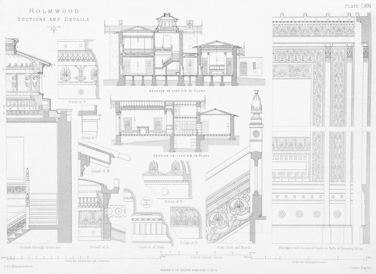 Vue extérieure et intérieure de Holmwood, Glasgow - Scottish School