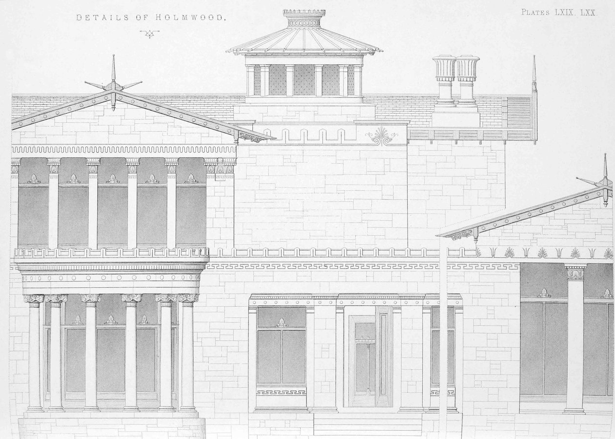 Vue extérieure de Holmwood, Glasgow (gravure) - Scottish School