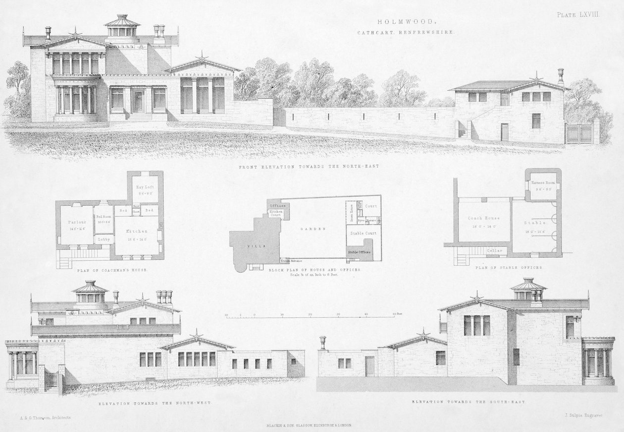 Détails extérieurs de Holmwood, Glasgow - Scottish School