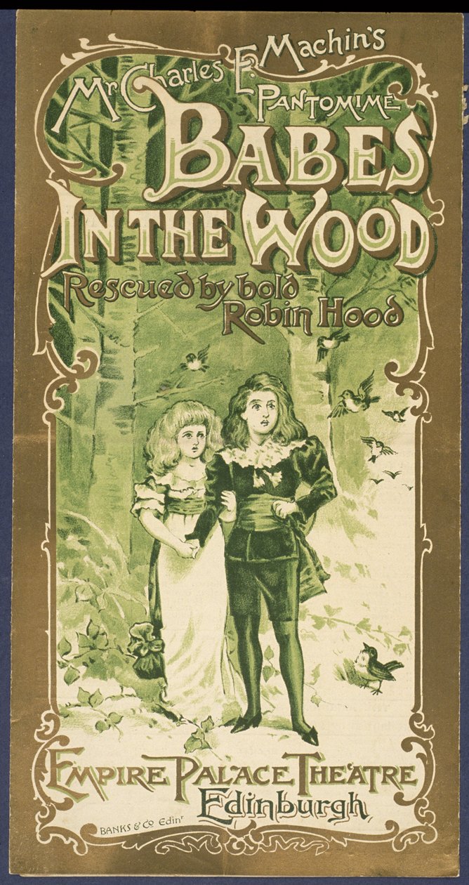 Couverture du programme de Babes in the Wood au Empire Palace Theatre, Édimbourg - Scottish School