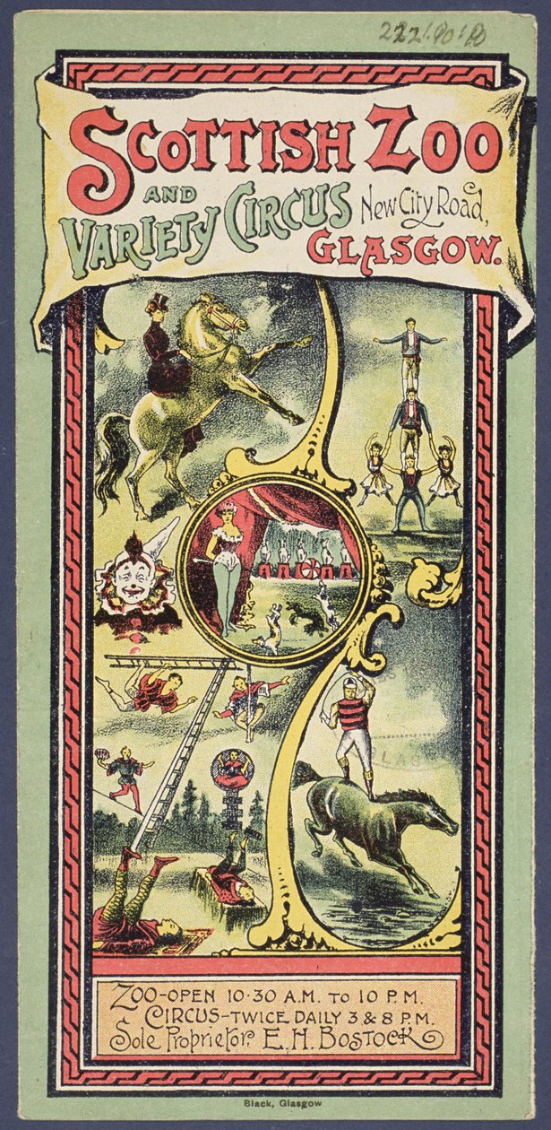Dépliant publicitaire pour le Scottish Zoo and Variety Circus, vers 1890 - Scottish School