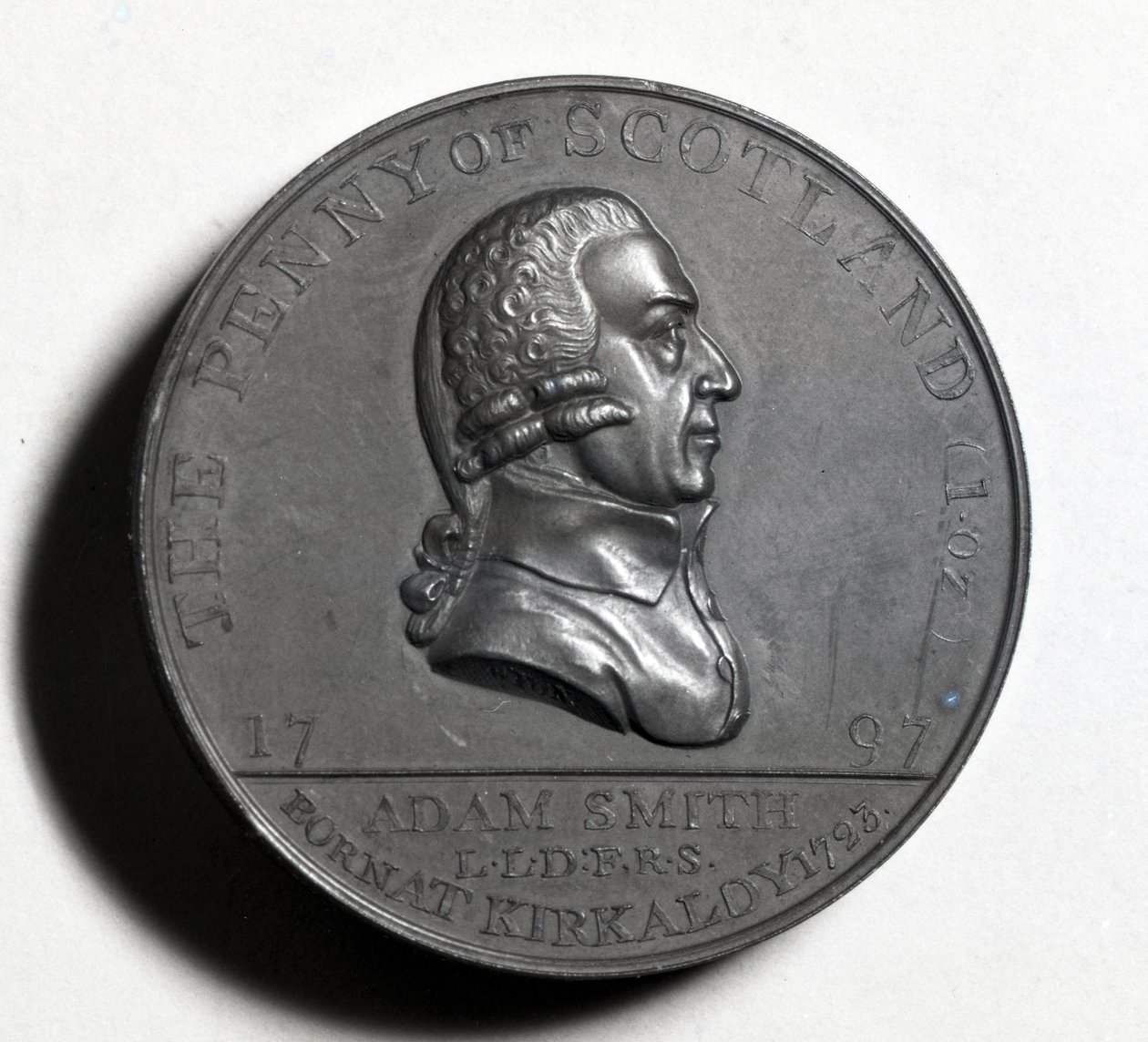 Penny écossais commémorant Adam Smith (avers), 1797 (cuivre) - Scottish School