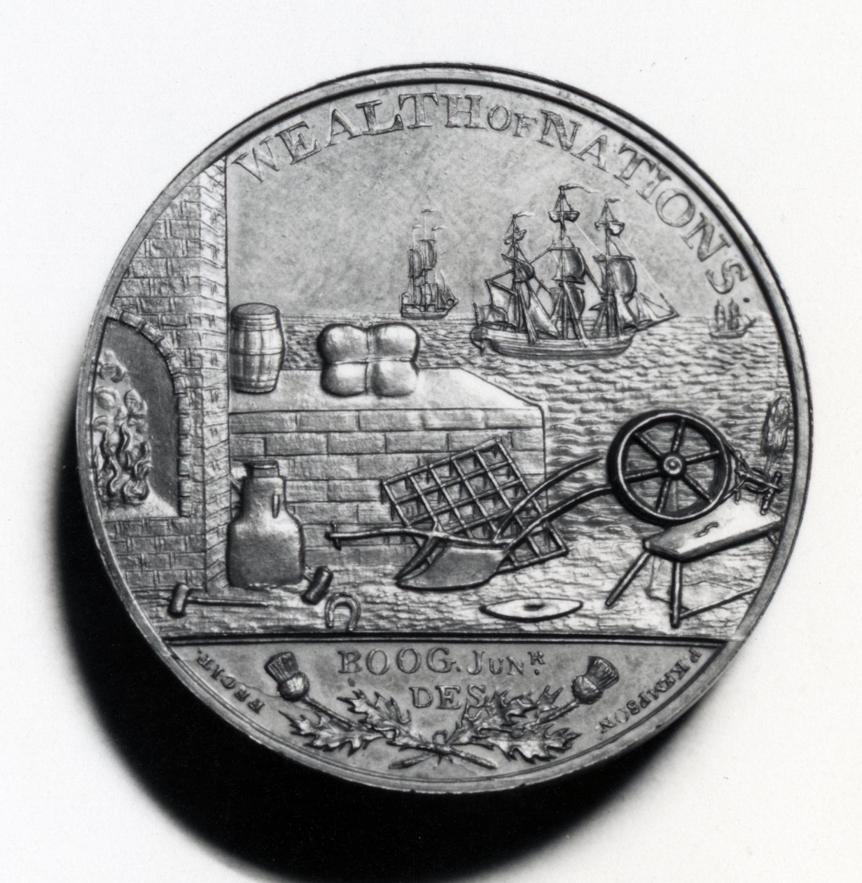 Penny écossais commémorant Adam Smith (revers), 1797 (cuivre) - Scottish School
