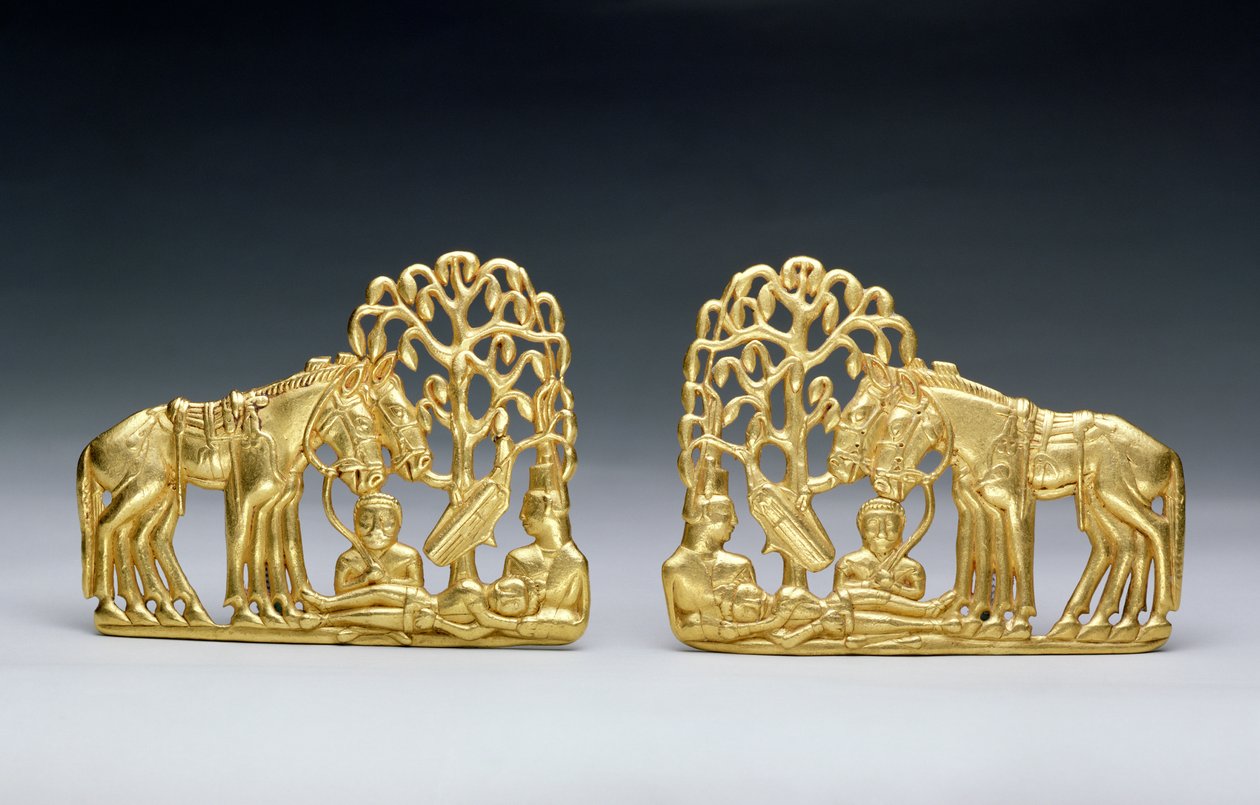 Paire de fermoirs de ceinture avec trois figures, de la collection sibérienne de Pierre Ier, de l