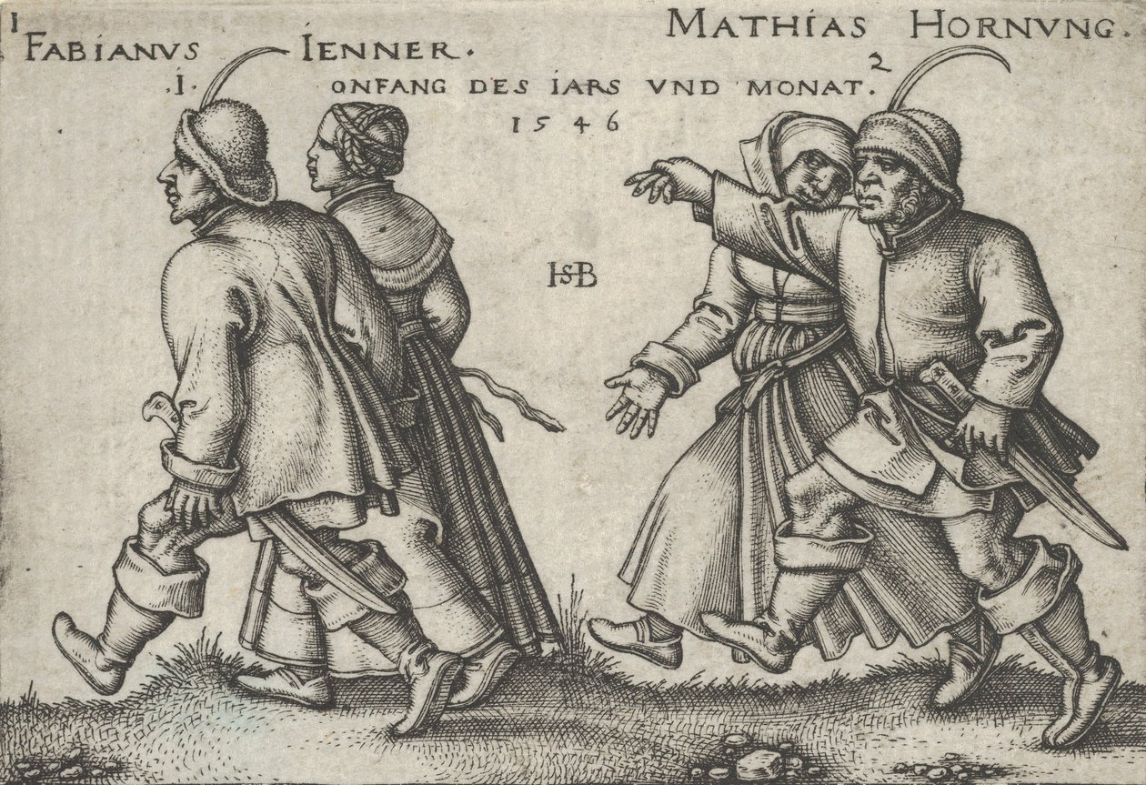Janvier et février, des Fêtes paysannes ou les Douze Mois - Sebald Beham