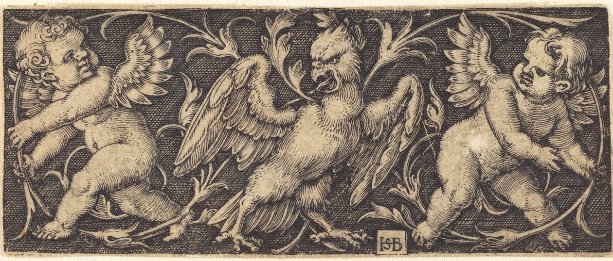 Ornement avec aigle et deux génies - Sebald Beham