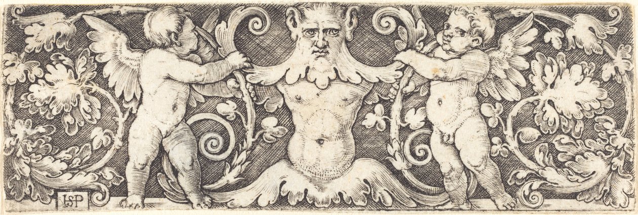 Ornement avec figure masculine entre deux génies - Sebald Beham