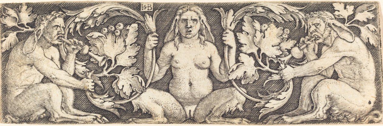 Ornement avec trois satyres - Sebald Beham