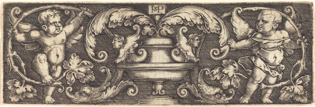 Ornement avec un vase entre deux génies - Sebald Beham
