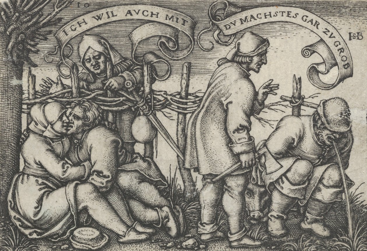 Paysans derrière la haie, de La fête des paysans ou les Douze Mois - Sebald Beham